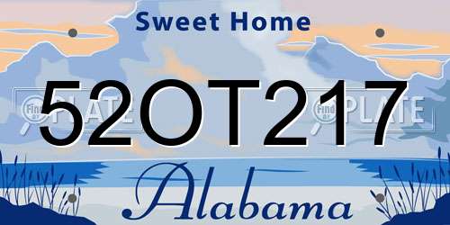 52OT217 Alabama License Plate