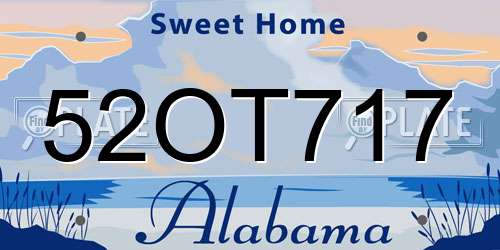 52OT717 Alabama License Plate