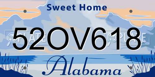52OV618 Alabama License Plate