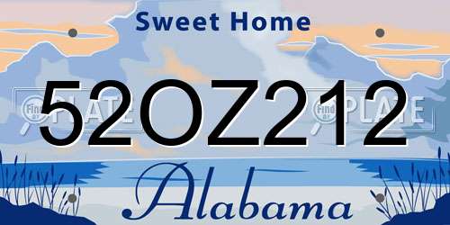 52OZ212 Alabama License Plate