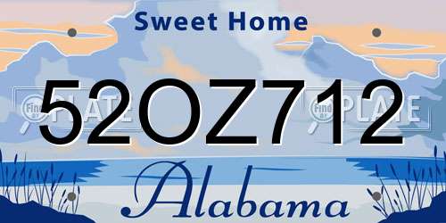 52OZ712 Alabama License Plate