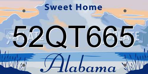 52QT665 Alabama License Plate