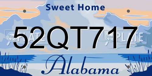 52QT717 Alabama License Plate