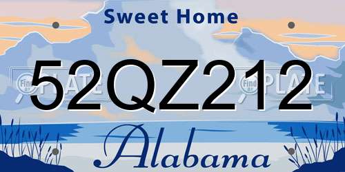 52QZ212 Alabama License Plate