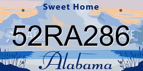 52RA286 Alabama License Plate