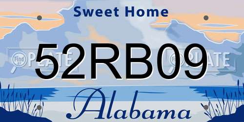 52RB09 Alabama License Plate