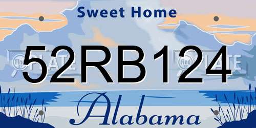 52RB124 Alabama License Plate