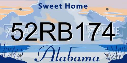 52RB174 Alabama License Plate