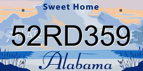 52RD359 Alabama License Plate
