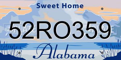 52RO359 Alabama License Plate