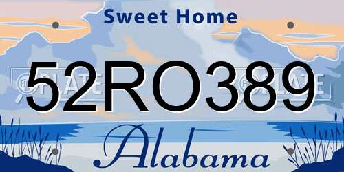 52RO389 Alabama License Plate