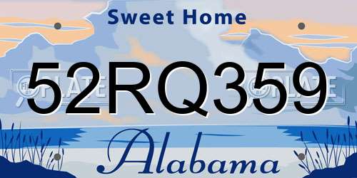 52RQ359 Alabama License Plate
