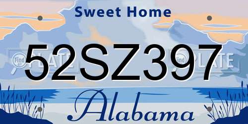 52SZ397 Alabama License Plate