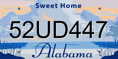 52UD447 Alabama License Plate