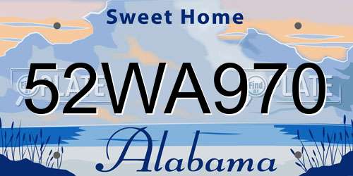 52WA970 Alabama License Plate