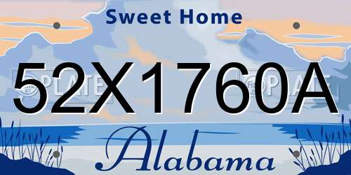 52X1760A Alabama License Plate