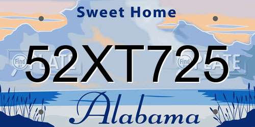 52XT725 Alabama License Plate