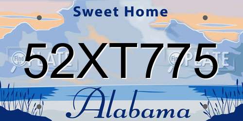 52XT775 Alabama License Plate