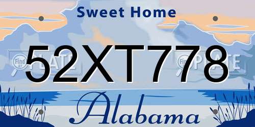52XT778 Alabama License Plate