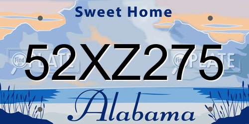 52XZ275 Alabama License Plate