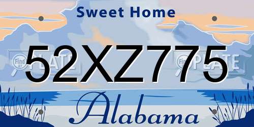 52XZ775 Alabama License Plate
