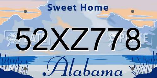52XZ778 Alabama License Plate