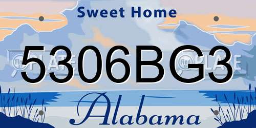 5306BG3 Alabama License Plate