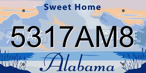 5317AM8 Alabama License Plate
