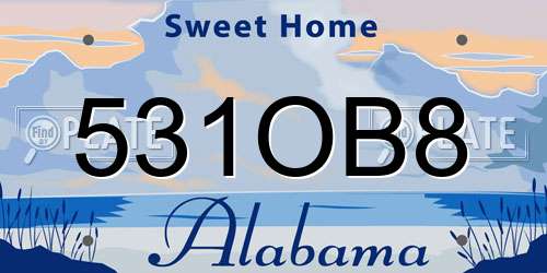 531OB8 Alabama License Plate