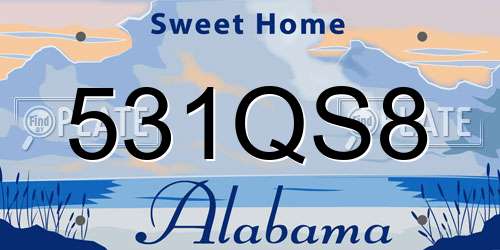 531QS8 Alabama License Plate