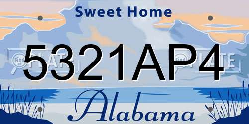 5321AP4 Alabama License Plate