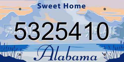 5325410 Alabama License Plate
