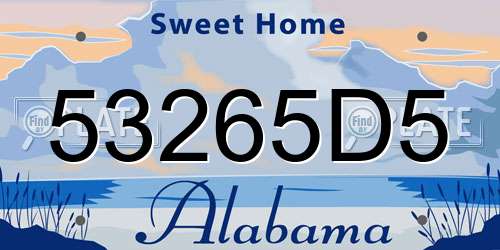 53265D5 Alabama License Plate