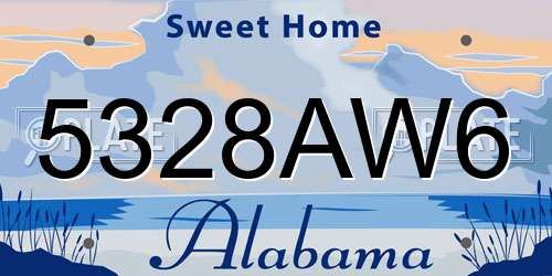 5328AW6 Alabama License Plate
