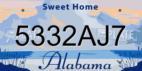 5332AJ7 Alabama License Plate