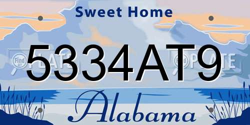 5334AT9 Alabama License Plate