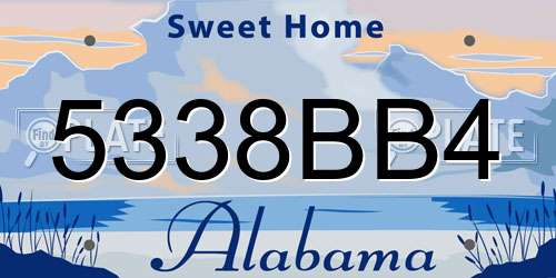 5338BB4 Alabama License Plate