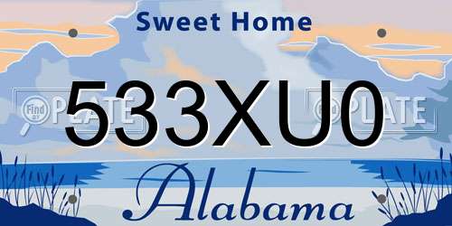 533XU0 Alabama License Plate
