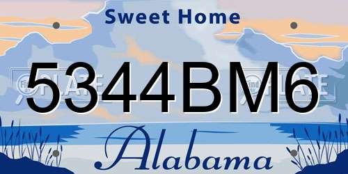 5344BM6 Alabama License Plate