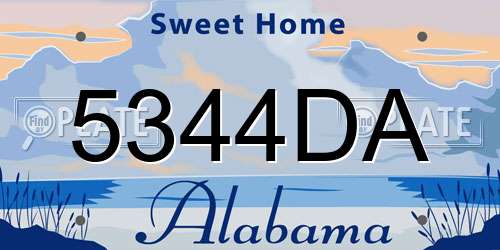 5344DA Alabama License Plate