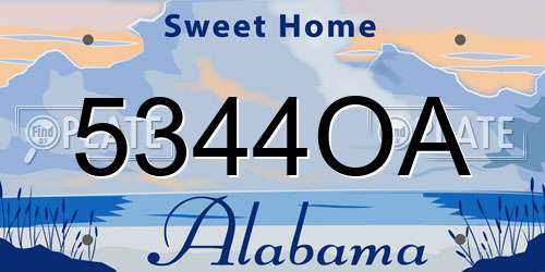 5344OA Alabama License Plate