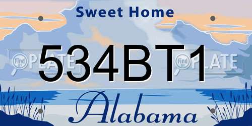 534BT1 Alabama License Plate