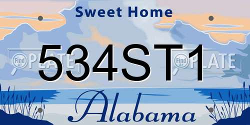 534ST1 Alabama License Plate