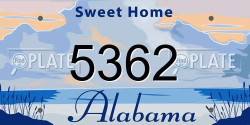 5362 Alabama License Plate