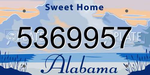 5369957 Alabama License Plate