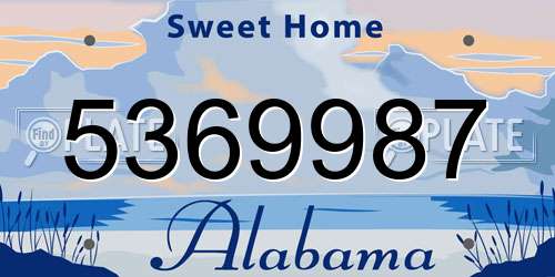 5369987 Alabama License Plate