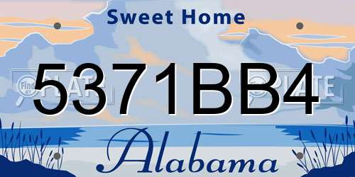 5371BB4 Alabama License Plate
