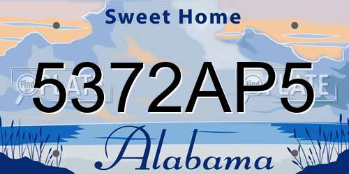 5372AP5 Alabama License Plate