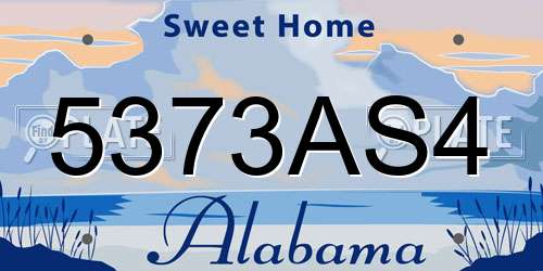 5373AS4 Alabama License Plate