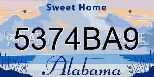 5374BA9 Alabama License Plate